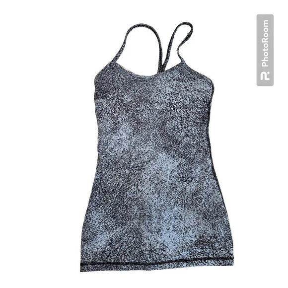 LULULEMON Ebb & Flow Yoga Work Out Tank Black & Grey Print - size 2 - Picture 1 of 4